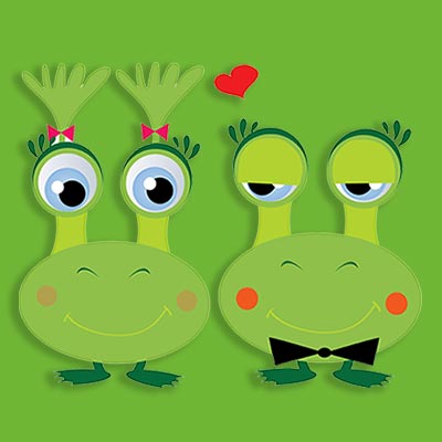  Dwie zielone żabki
